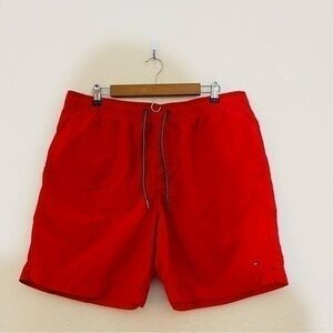 Tommy Hilfiger Hi-Rise Swim Trunks Men Size XL Red Pockets